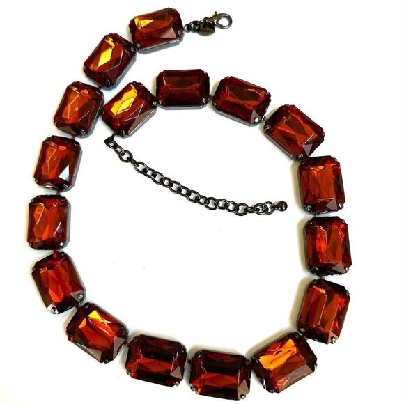 Joan Rivers  Large Amber Lucite Chunky Necklace - Picture 3 of 9